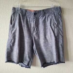 Quiksilver Shorts Mens Size 34‎ Cotton Pockets Fringe Hem Belt Loops Blue Preppy